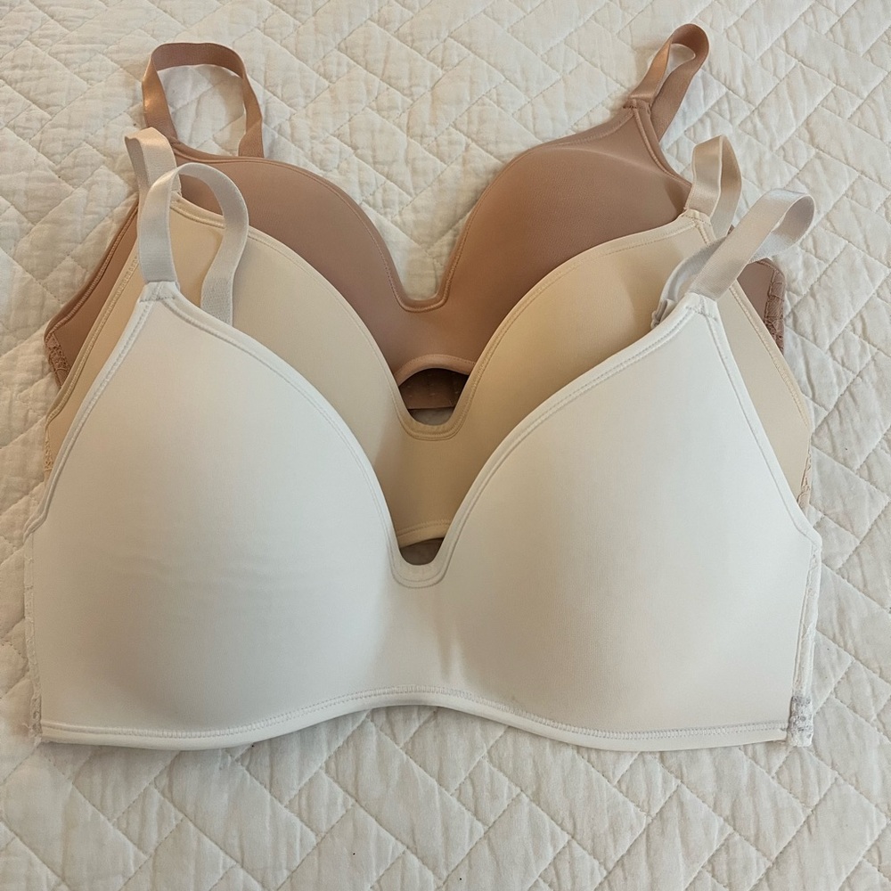 Women's Seamless Bra Set - White, Cream, Tan